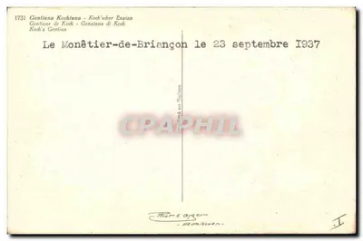 Gentiana de Koch - Monêtier-de-Briançon — Impresso na Suíça, n° 1731 — Verso