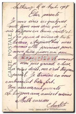 Le Vrai Poilu — Soldado em posição de combate — Imp. Artística G. Bertrand, Paris — Verso