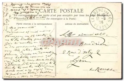 Les Sables-d'Olonne — Um beijo para o ausente — Ancien Aminaud, N° 1193 — Verso