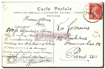 A casa de um calçador em Colmar - Alsácia — J. J. WALTZ (HANSI) — editor P. J. Gallais et Cie, n°182 — Verso