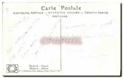 Murbach - Alsácia — editor P. J. Gallais et Cie, Paris, Visé n° 178 — Verso