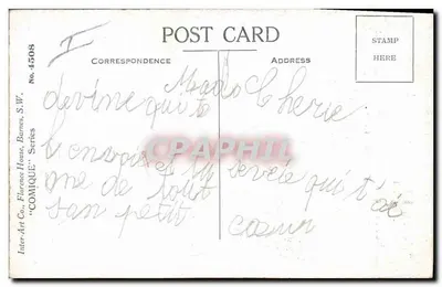 Dziecko i matka przed plakatem z aniołami — Ronald Life Gill — seria COMIQUE, nr 4508 — Rewers
