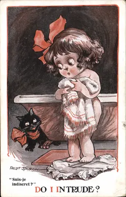 Menina pequena e gato preto — Fred Spurgin — Série 'Wee Rogues' n°568