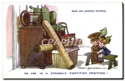 Dois crianças em uma posição fortificada — Fred Spurgin — Inter-Art Co. 'N.A.' Series, No. 1005