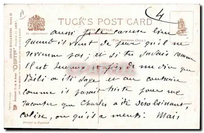 Miłosierdzie w stroju holenderskim — Tuck's Post Card, seria II, nr 5841 — autor G. Shepherd — Rewers