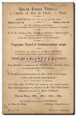Enrico Toselli — Compositor italiano, autor da famosa 'Serenata' — Éditions Vox — Verso