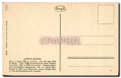 Joseph Haydn — austriacki kompozytor — Stengel & Co., Dresden 49067 — Rewers