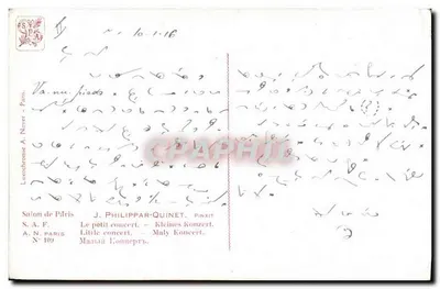 Salão de Paris — O pequeno concerto — J. Philippar-Quinet, N° 109 — Verso