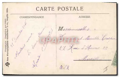 Femme et deux porcs sur une balance — Bonne Année — éditeur Neue Photographische Gesellschaft, n° 55 — Rewers