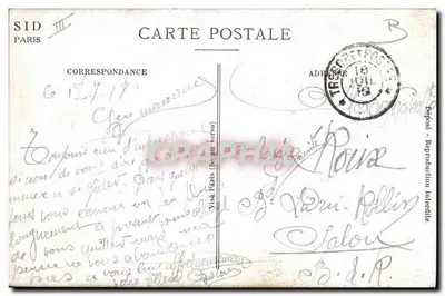 Retorno de Perm. — Soldado francês em uniforme com cachimbo e pássaro — editor SID Paris, n° III — Verso