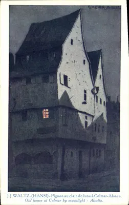 Pignon sob a luz da lua em Colmar-Alsácia — J.J. WALTZ (HANSI) — editor P. J. Gallais et Cie, n° 174