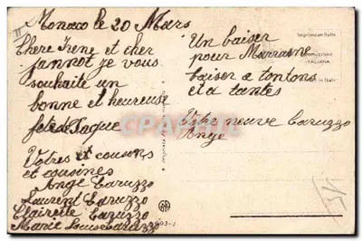 Niños con gallina y huevo — Felices Pascuas — Editor Colomban — Reverso
