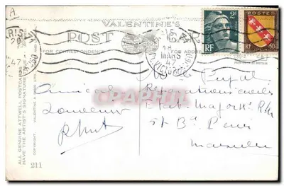 Kind und Soldat — Antike Ansichtskarte von Valentine's Postcards — Verlag Valentine's Postcards, Nr. 211 — Rückseite