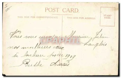 Deux enfants sur un mur — scène de rue avec chiens — éditeur Right, n° 7005 — Verso