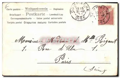 Pigé avec colis — Bonne et heureuse année — éditeur Weltpostverein — Verso