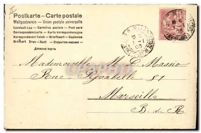 Donna con maiali — Buon Anno 1907 — E. Olive — Verso