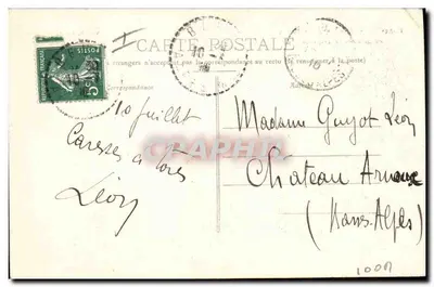 Collet de Mollard sur les Cions et la Tête de Nigaud — vue de randonneurs enneigés — cliché, édition Maynard — Verso