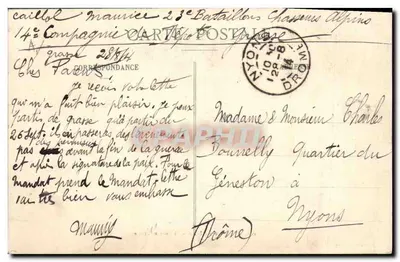 Caçadores Alpinos - Esquiadores Militares — A. Sauvaigo, Nice, n°118 — Verso