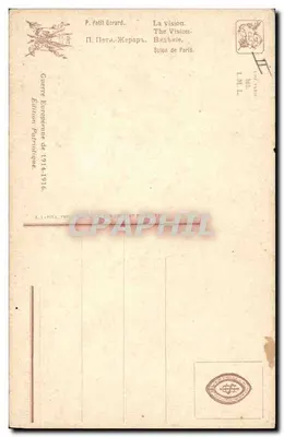 Żołnierz w lesie — wizja — P. Petit-Gerard, Wydawnictwo Europejskie 1914-1916 — Rewers