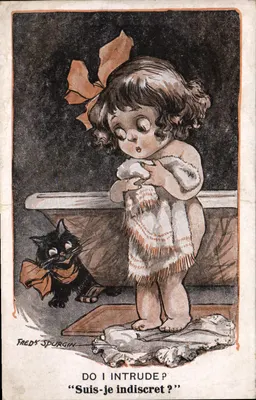Menina pequena e gato preto — Fredy Spurgin — Inter-Art Co., Londres
