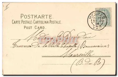 Bukiet fiołków — Hyères — wydawca nieznany, numer serii nieodczytelny — Rewers