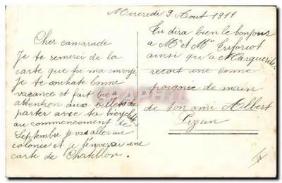 Dziewczyna grająca na skrzypcach — francuska kartka pocztowa datowana na 1911 — wydawca nieznany — Rewers