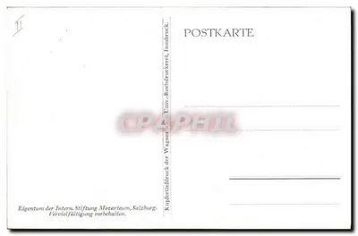 Okno w pokoju urodzinowym Mozarta w Salzburgu — Wydawca: Wagnerdruckerei, Innsbruck — Rewers