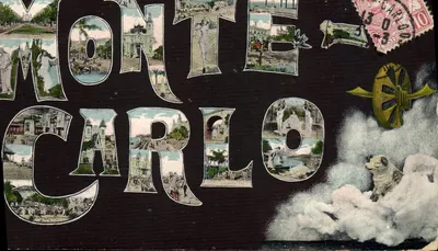 Monte Carlo — panoramic view with cut-out letters — unknown publisher