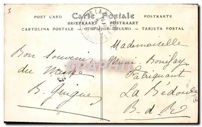 Stara pocztówka Paryż Muzeum Luxembourg Eugene Delaplanche Matka z Lisem — Rewers