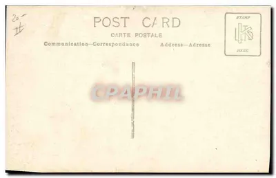 Bambino con triciclo — davanti a cancellata decorata — cartolina — Verso