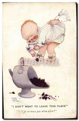 Bilhete postal antigo Fantasia Ilustrador Criança Bebê Mabel Lucie Attwell