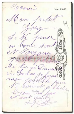 Kleine Mädchen, die eine Wurst aufbläst — humorvoll — Verlag B. POST CARD, Nr. K 658 — Rückseite