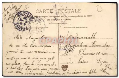 Arranjo de tulipas e violetas — E. GuilloT — datada 31-12-1903 — selo 10c — Verso