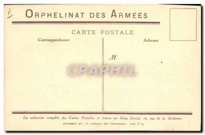 Enfants devant une porte décorée — Orphelinat des Armées — Verso