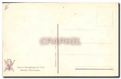 Descanso bien ganado: Un cantonamiento de infantería francesa en una carretera del Soissonnais — Según L. Tinayre y l'Illustration — I. M. L. 2095 — Reverso