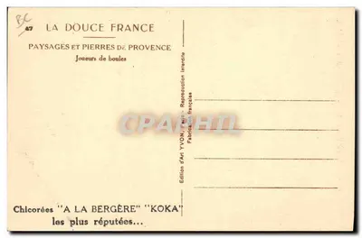 Jogadores de bolas — Provence — Edição de Arte YVON, Paris — Verso