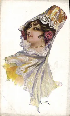 Mulher com mantilha — R. Mir — Edições Victoria, N. Coll Salièri, Barcelona