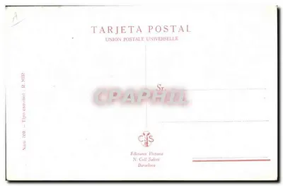Mulher com mantilha — ilustração — R. Mir, N° 560, Éditions Victoria, Barcelone — Verso