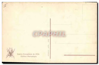 En una iglesia belga — escena de guerra — edición patriótica 1914 — Reverso