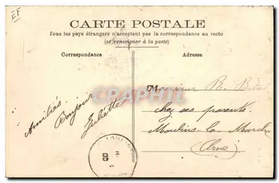 O Pai Quéru indo ao Mercado — La Sarthe — Fototipia J. Bouveret, Le Mans — Verso