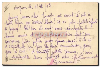 Dwa dzieci zimą — z królikiem — wydawca Graphil, seria 912 — Rewers