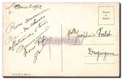 Dzieci grające w lodzie — seria B.K.W.I. 496-8 — wydrukowana w Austrii — Rewers
