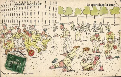 Soldados em esporte no pátio — L'Armée Moderne — E.R. Paris, N°5108