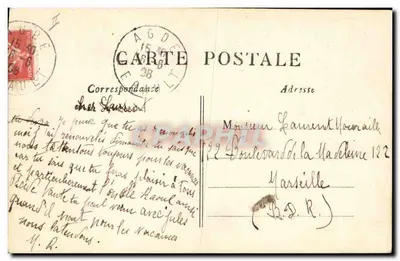 Two children playing at fishing — 'Watch out for my nose!' — LE DÉ, no. 900 — Back