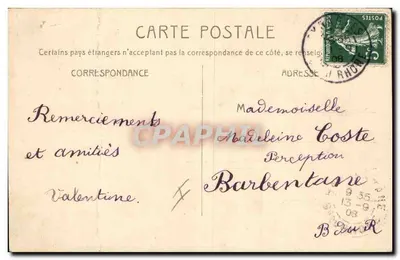 Bilhete postal antigo Diabolo Criança — Verso