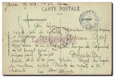 Grasse - As Casernas - Chasseurs Alpins — Edição Glattre, n°25 — Verso