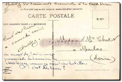 Soldado em uniforme — Carta do Poilu — Chagriﬀ. M. — Verso