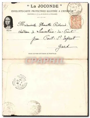 De Boisstec et sa femme — portrait d'un homme en haut-de-forme tenant un dessin — Enveloppe 'Joconde' Série C n°2 — Achterkant