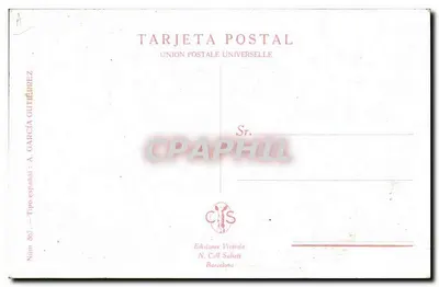 Kobieta w mantilli — ilustracja — Wydawnictwo Victoria Gutiérrez, N. Call Salieti, Barcelonę, nr 507 — Rewers