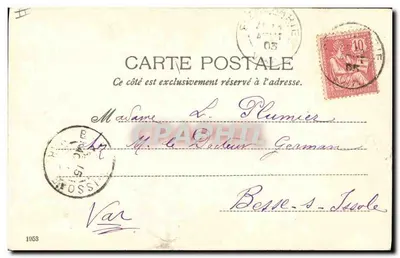Famiglia con conigli e pecore — cartolina di auguri — editore non visibile — Verso